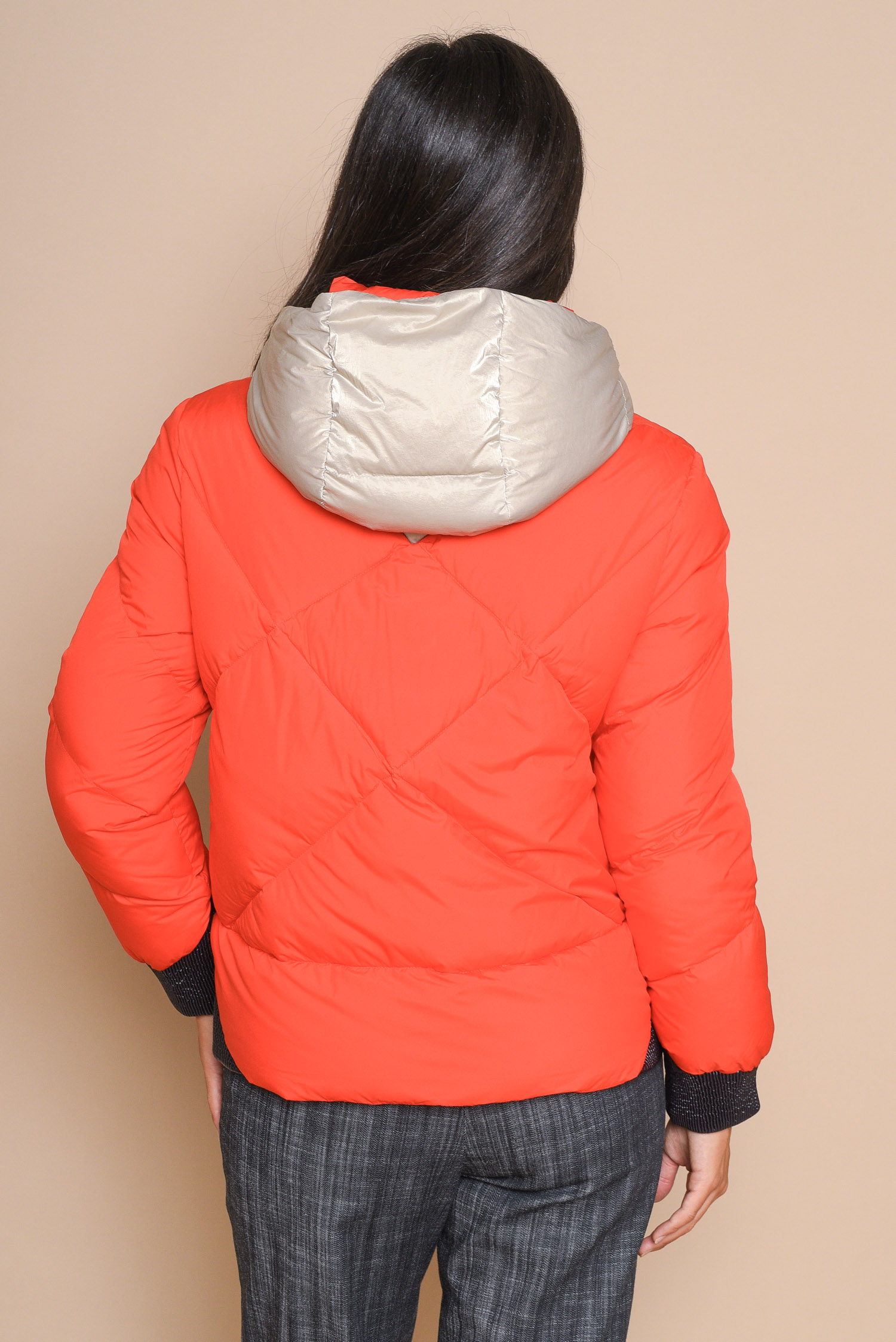 PIUMINO IN VERA PIUMA D'OCA CON ZIP E CAPPUCCIO A CONTRASTO da donna - ROSSO - Paquito Pronto Moda Online Shop - 5