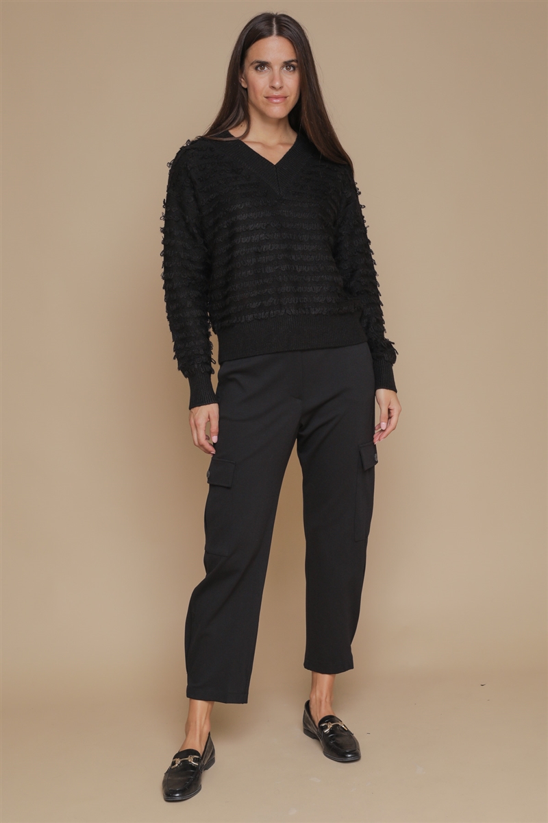 MAGLIA CON FRANGE da donna - NERO - Paquito Pronto Moda Shop Online