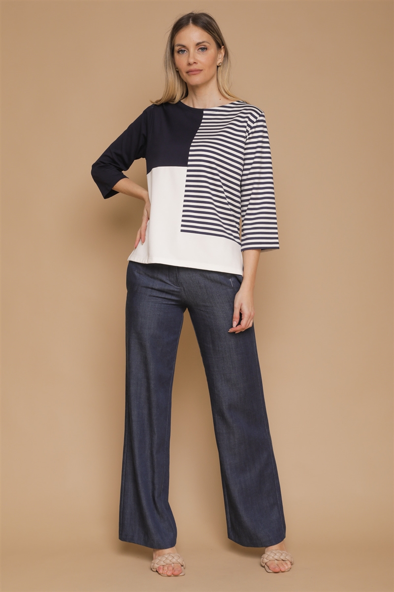 BLUSA FANTASIA GEOMETRICA da donna - BLU - Paquito Pronto Moda Shop Online