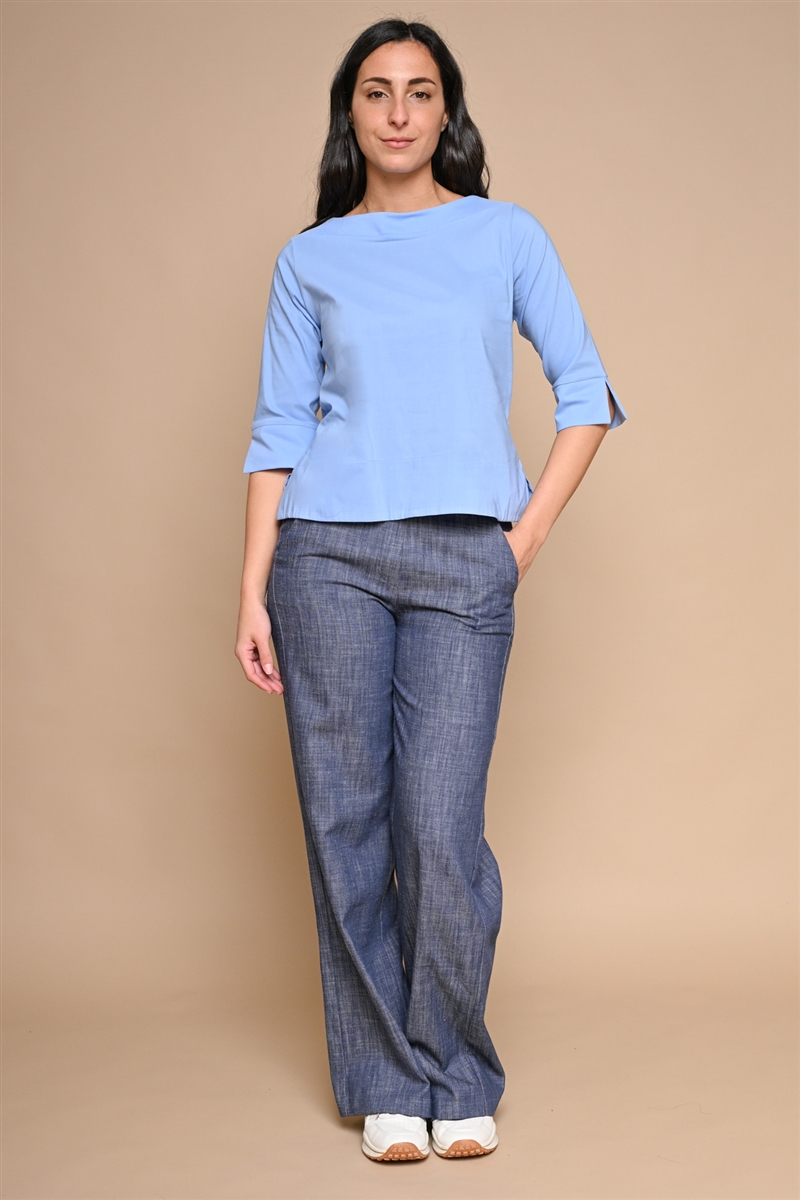 BLUSA CON MANICHE A 3/4 da donna - POLVERE - Paquito Pronto Moda Shop Online