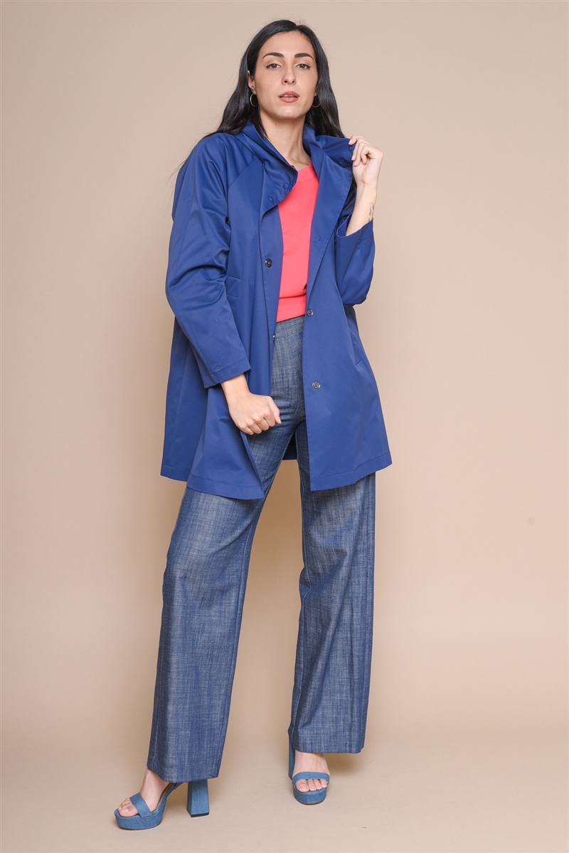 SPOLVERINO CON CAPPUCCIO for women - BLUE - Paquito Pronto Moda Shop Online