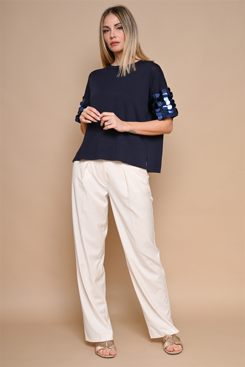 MAGLIA CON MAXI PAILLETTES for women - BLUE - Paquito Pronto Moda Shop Online