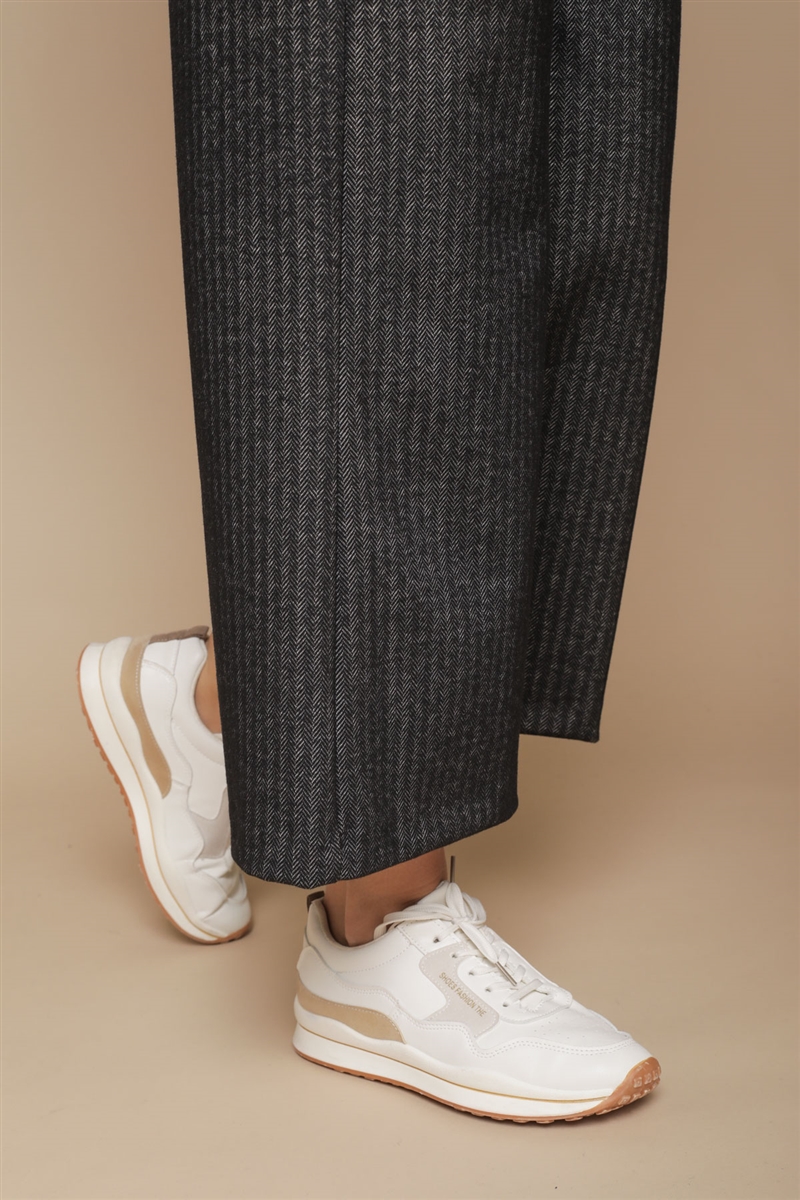PANTALONE CROPPED GESSATO da donna - BEIGE - Paquito Pronto Moda Shop Online