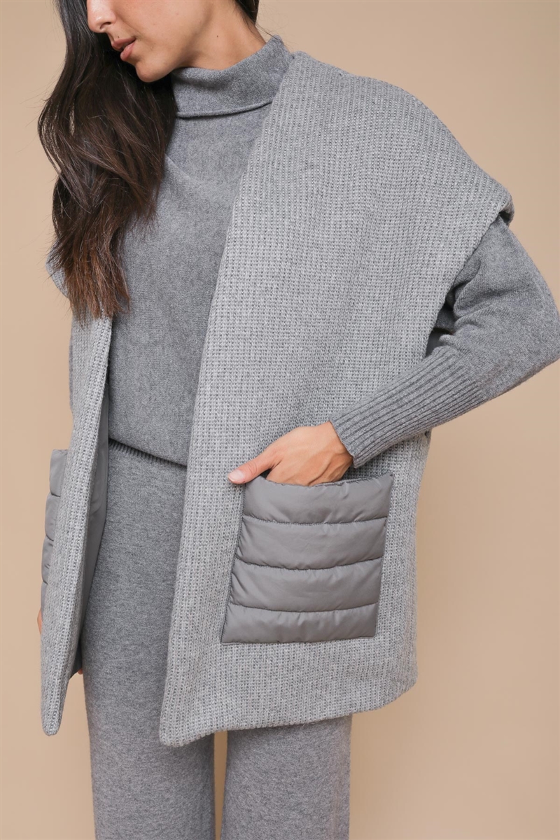 MAXI GILET IN LANA E TESSUTO for women - GREY - Paquito Pronto Moda Shop Online