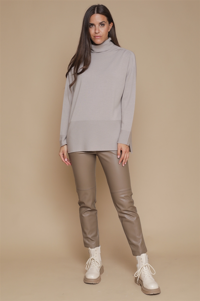 MAGLIA COLLO ALTO 100% LANA  da donna - SABBIA - Paquito Pronto Moda Shop Online