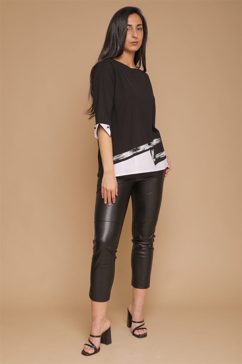 BLUSA IN VISCOSA ELASTICIZZATA da donna - NERO - Paquito Pronto Moda Shop Online