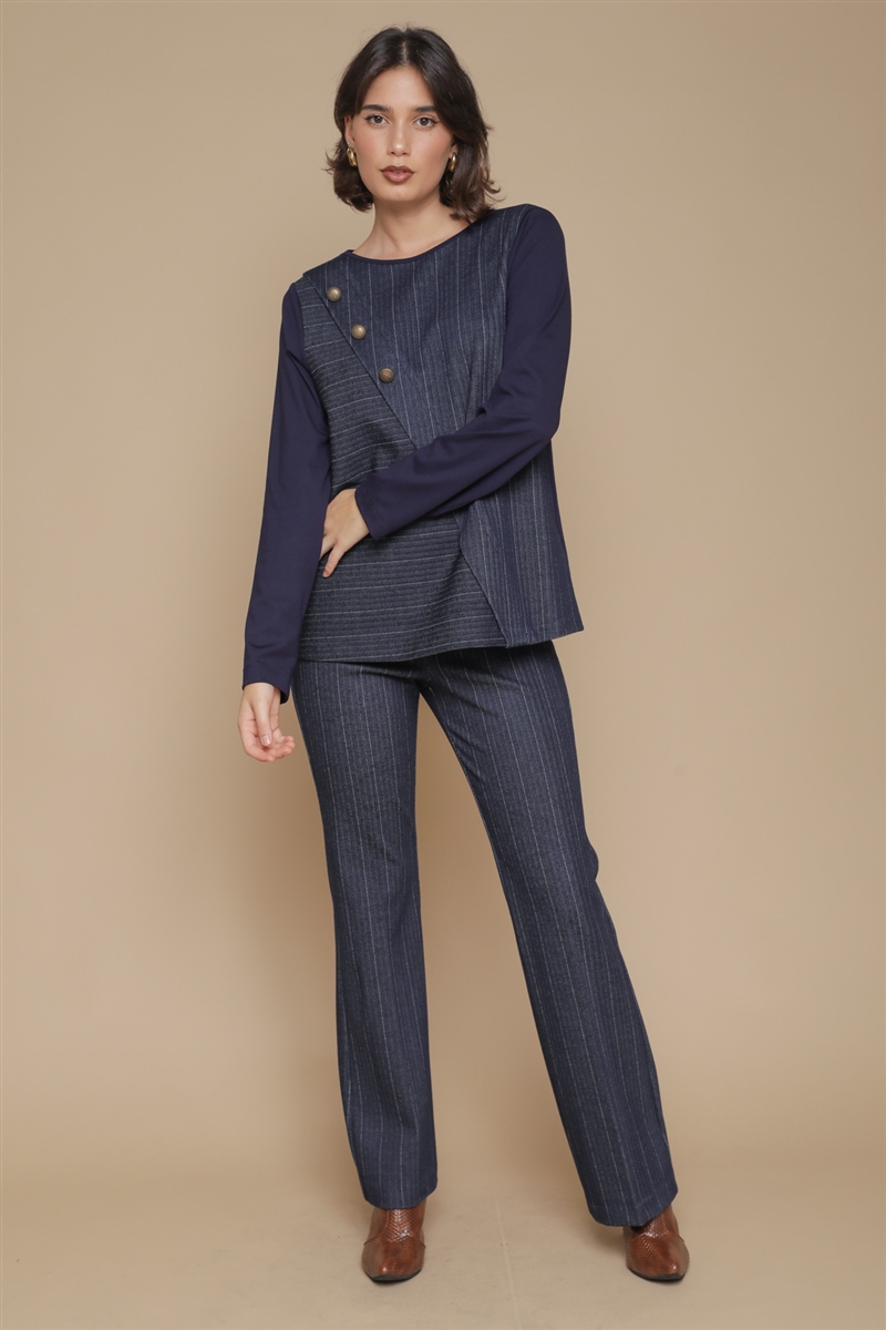 BLUSA CON DETTAGLIO BOTTONI da donna - BLU - Paquito Pronto Moda Online Shop - 3