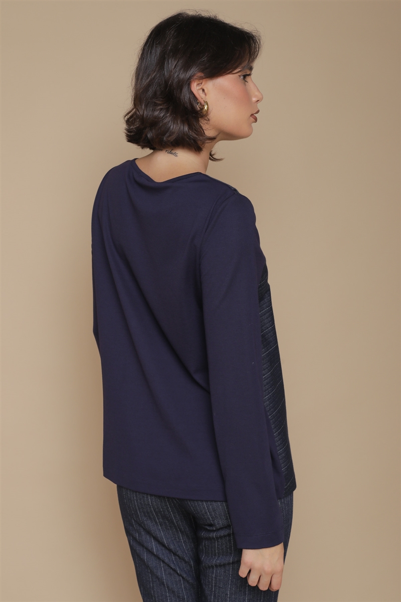 BLUSA CON DETTAGLIO BOTTONI da donna - BLU - Paquito Pronto Moda Online Shop - 5