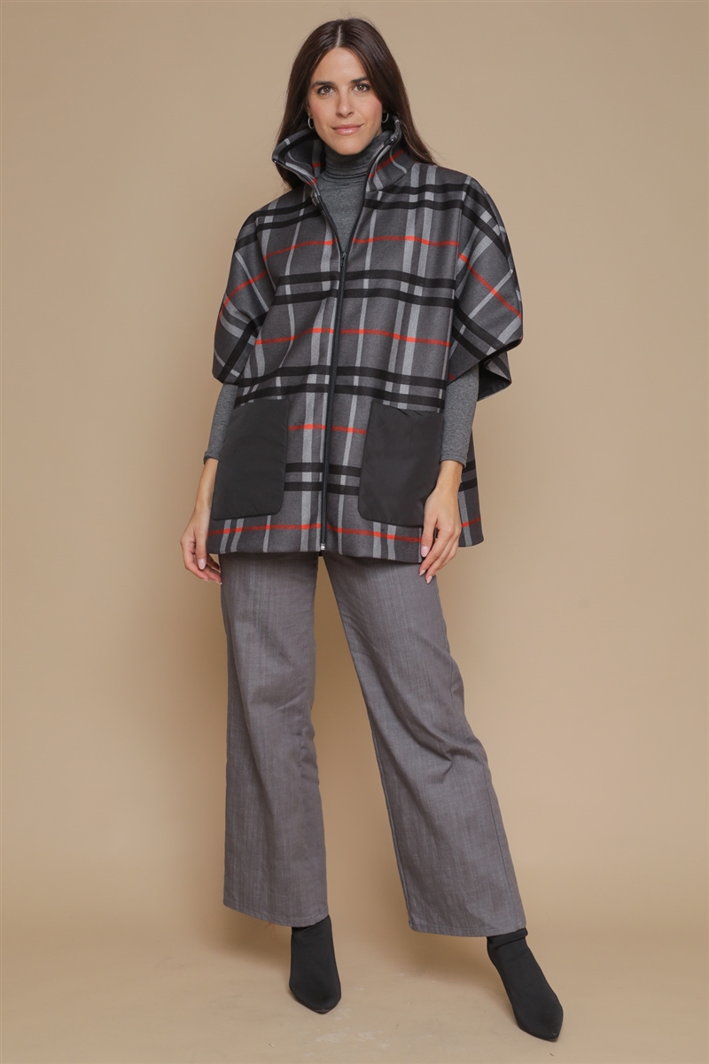 GIACCA TARTAN COLLO ALTO for women - ANTHRACITE - Paquito Pronto Moda Shop Online
