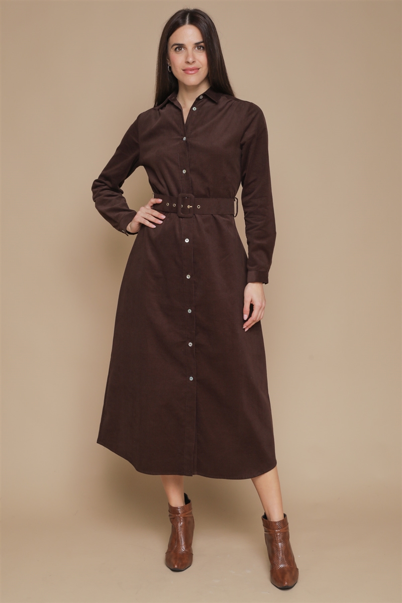 ABITO CHEMISIER IN PURO COTONE for women - MORO - Paquito Pronto Moda Shop Online