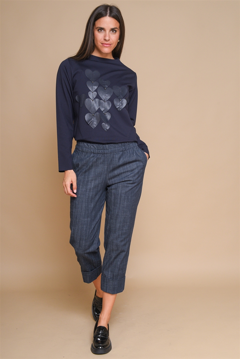 PANTALONE IN COTONE ELASTICIZZATO da donna - BLU - Paquito Pronto Moda Shop Online