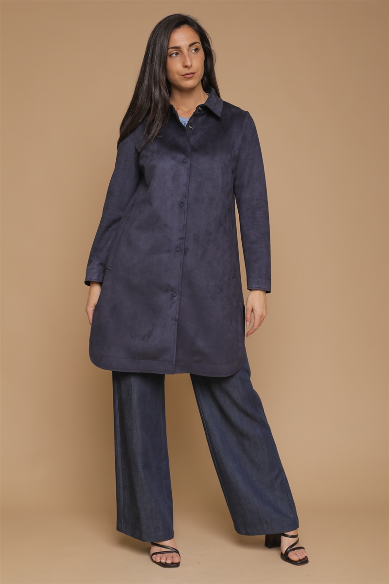 SPOLVERINO EFFETTO SCAMOSCIATO for women - BLUE - Paquito Pronto Moda Shop Online