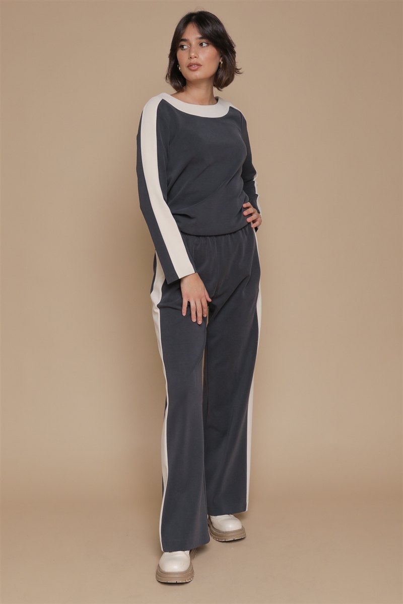 PANTALONE CON PROFILI A CONTRASTO da donna - BLU - Paquito Pronto Moda Shop Online