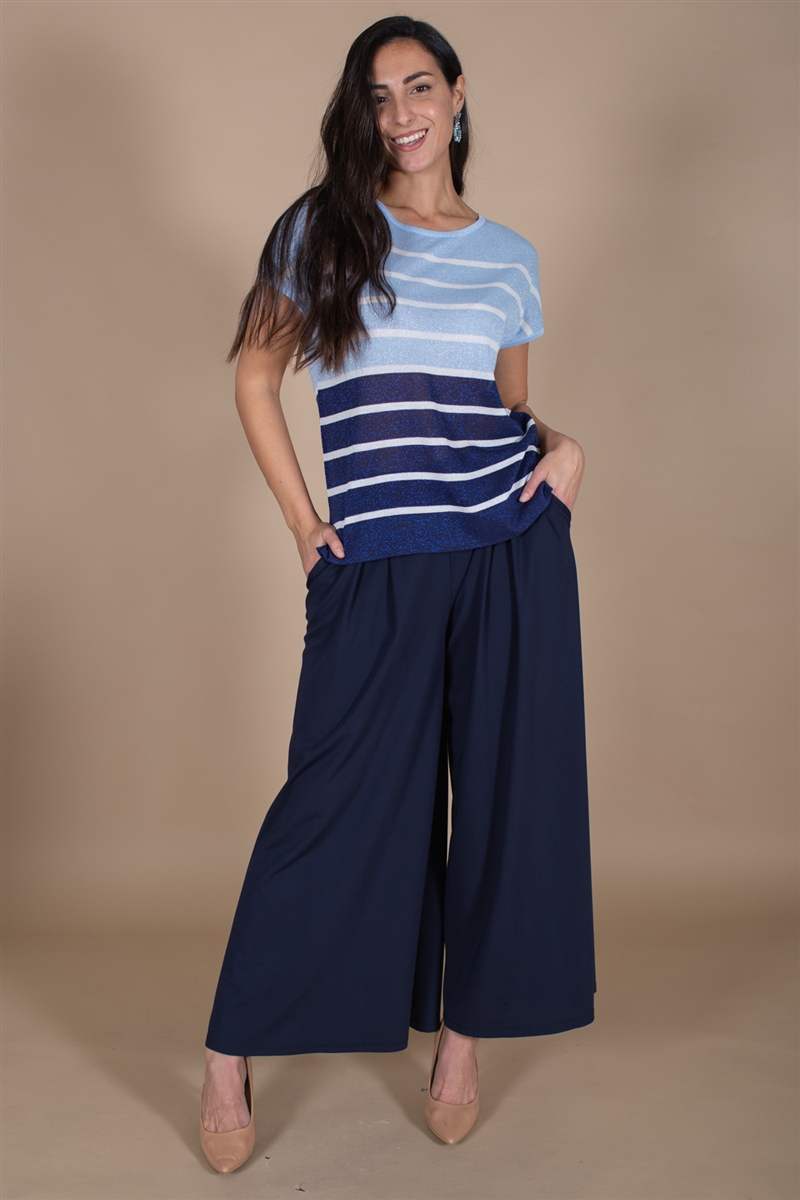 MAGLIA IN VISCOSA E LUREX A RIGHE for women - BLUE - Paquito Pronto Moda Shop Online