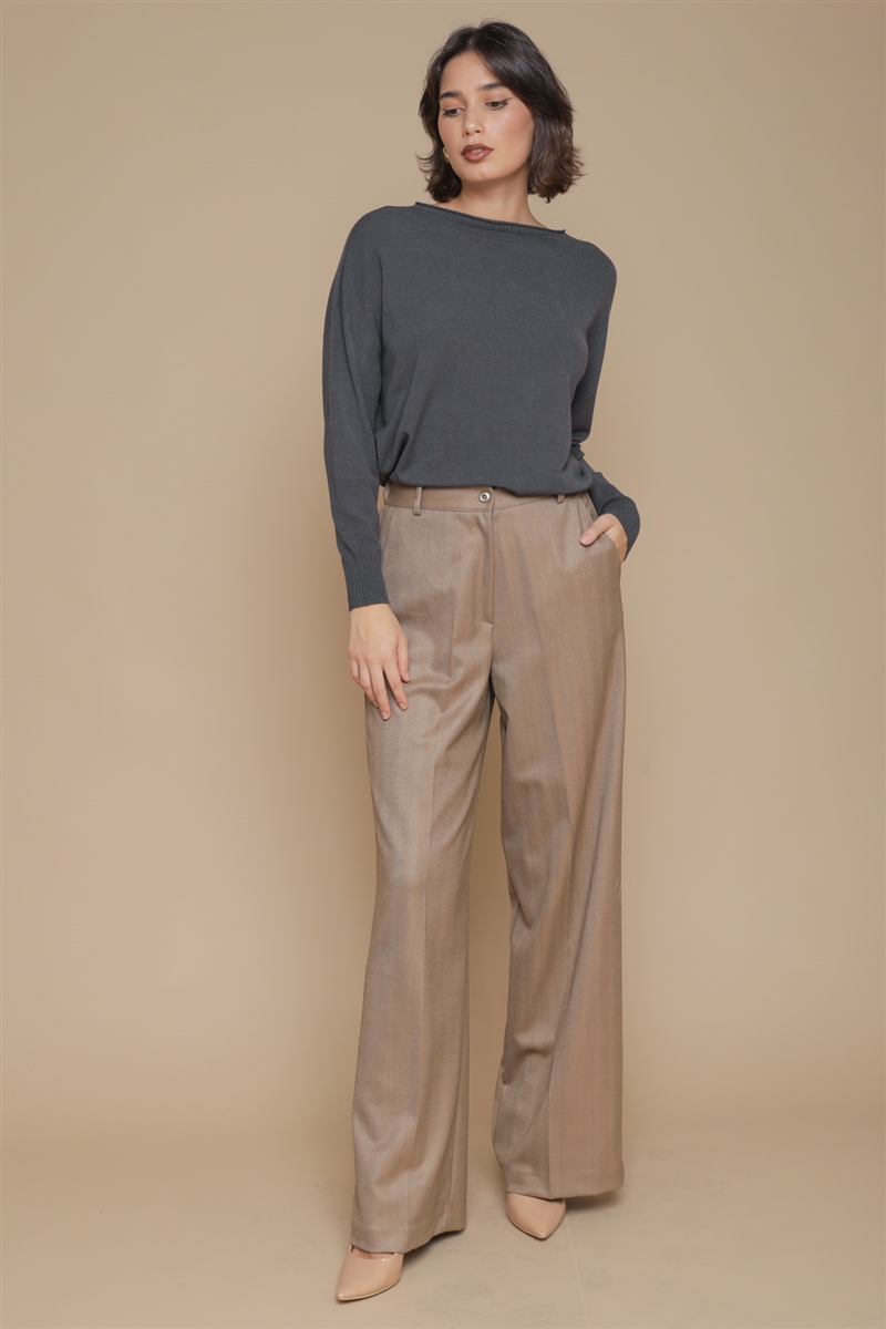 PANTALONE GESSATO IN VISCOSA da donna - CAMMELLO - Paquito Pronto Moda Shop Online