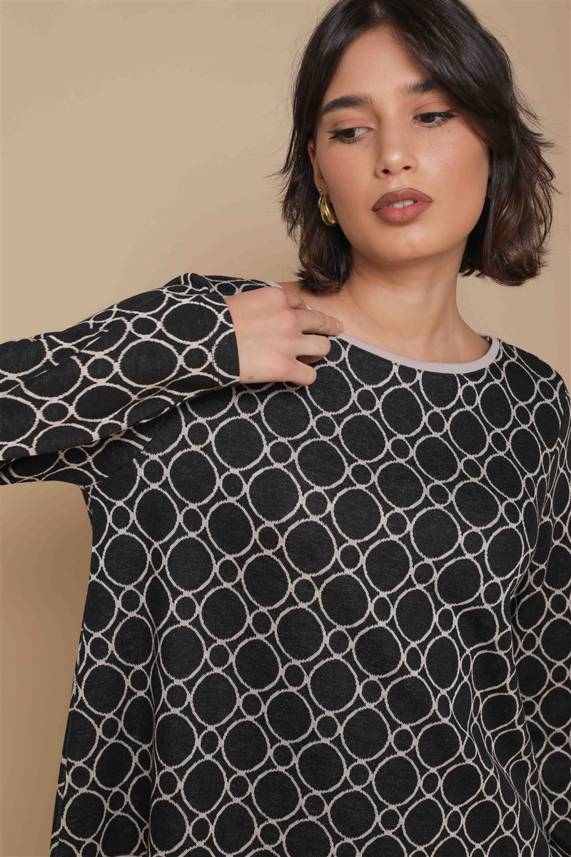 BLUSA CON MOTIVO GEOMETRICO for women - BLACK - Paquito Pronto Moda Online Shop - 1