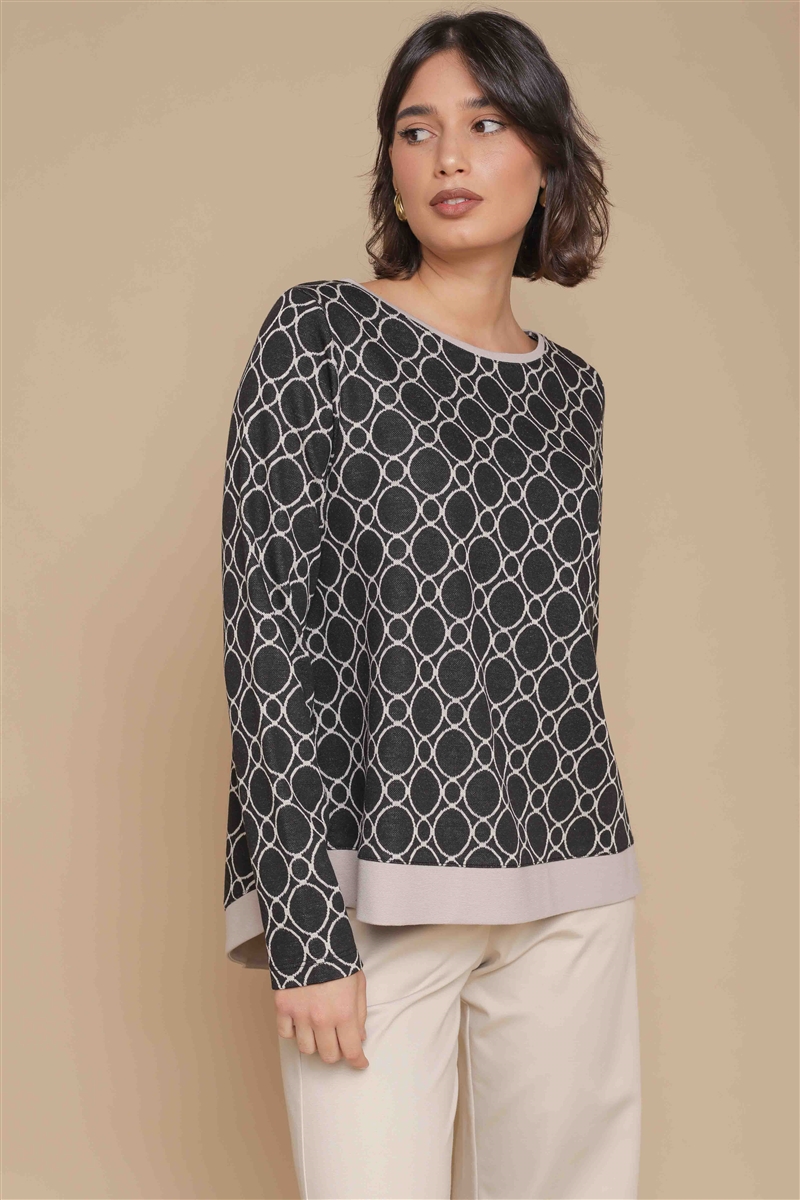 BLUSA CON MOTIVO GEOMETRICO for women - BLACK - Paquito Pronto Moda Online Shop - 2
