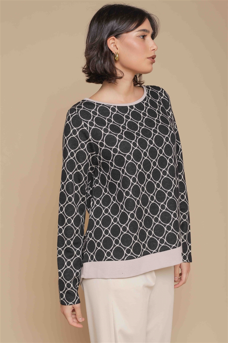 BLUSA CON MOTIVO GEOMETRICO for women - BLACK - Paquito Pronto Moda Online Shop - 4
