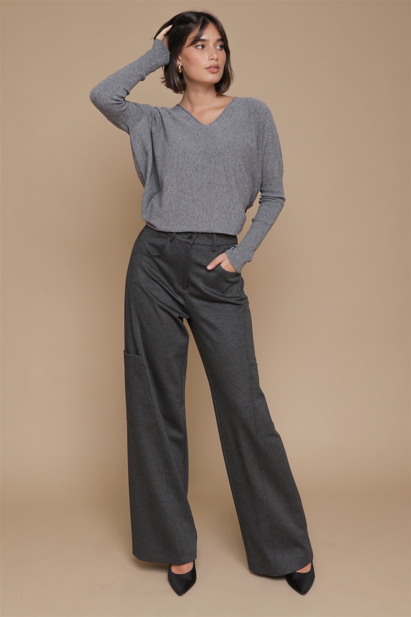 PANTALONE WIDE LEG CON TASCHE da donna - ANTRACITE - Paquito Pronto Moda Shop Online