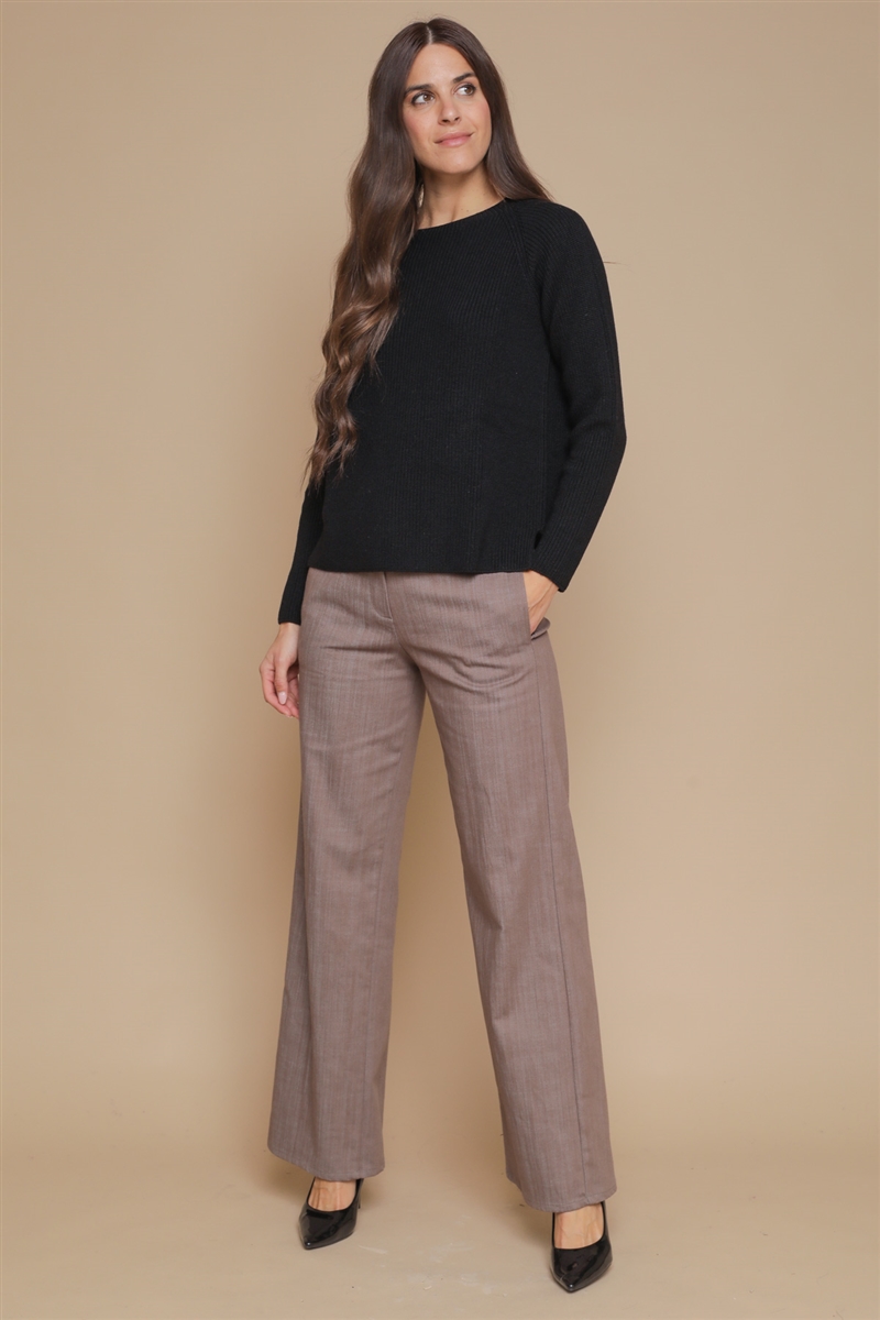 MAGLIA A COSTINE IN PURA LANA VERGINE da donna - NERO - Paquito Pronto Moda Shop Online
