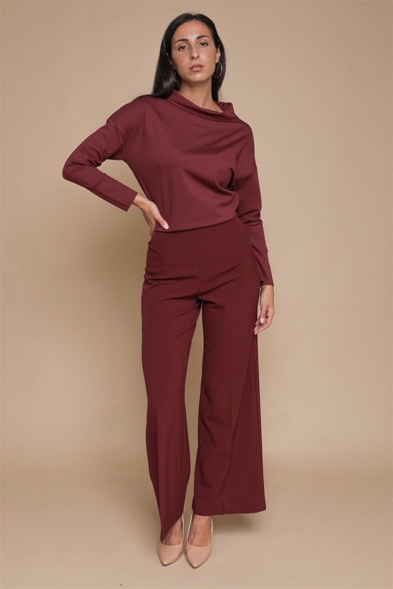 PANTALONE WIDE LEG ELASTICIZZATO da donna - BORDEAUX - Paquito Pronto Moda Shop Online
