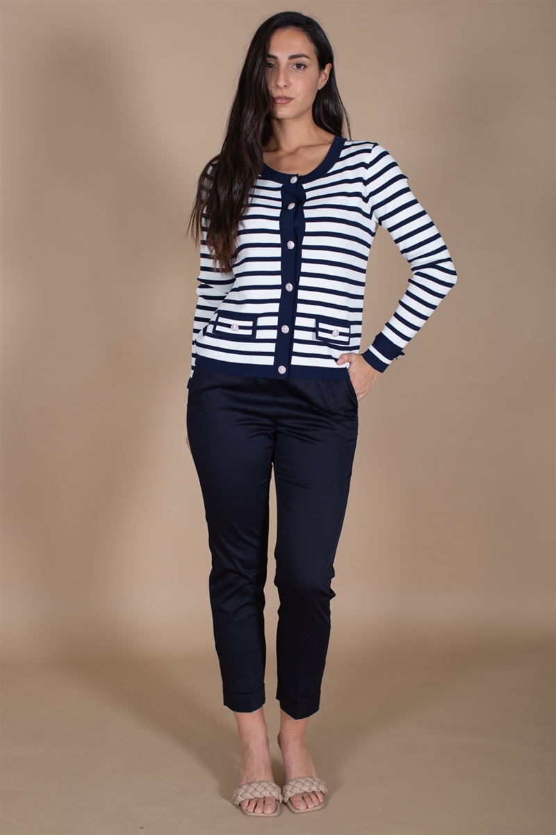 GIACCA A RIGHE CON BOTTONI GIOIELLO for women - CREAM - Paquito Pronto Moda Shop Online