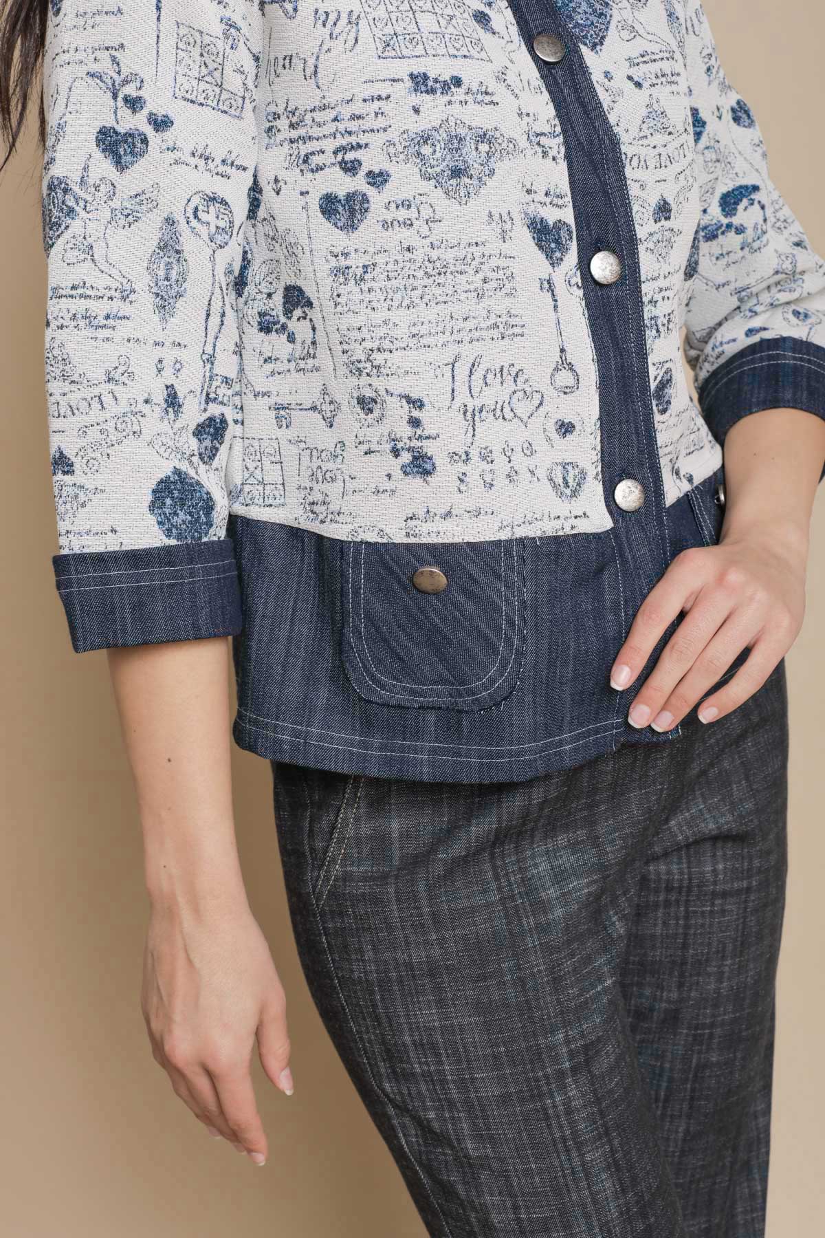 GIACCA IN COTONE ELASTICIZZATA GRAFICA da donna - JEANS - Paquito Pronto Moda Shop Online