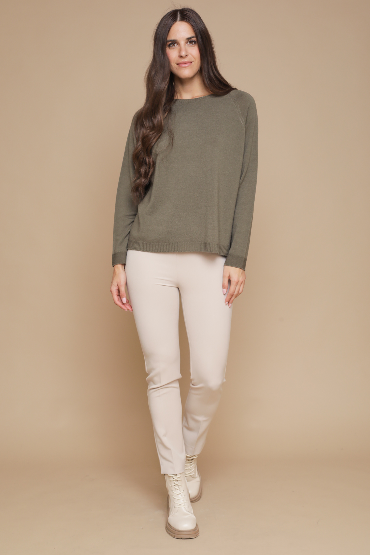 MAGLIA GIROCOLLO 100% LANA VERGINE da donna - MILITARE - Paquito Pronto Moda Shop Online