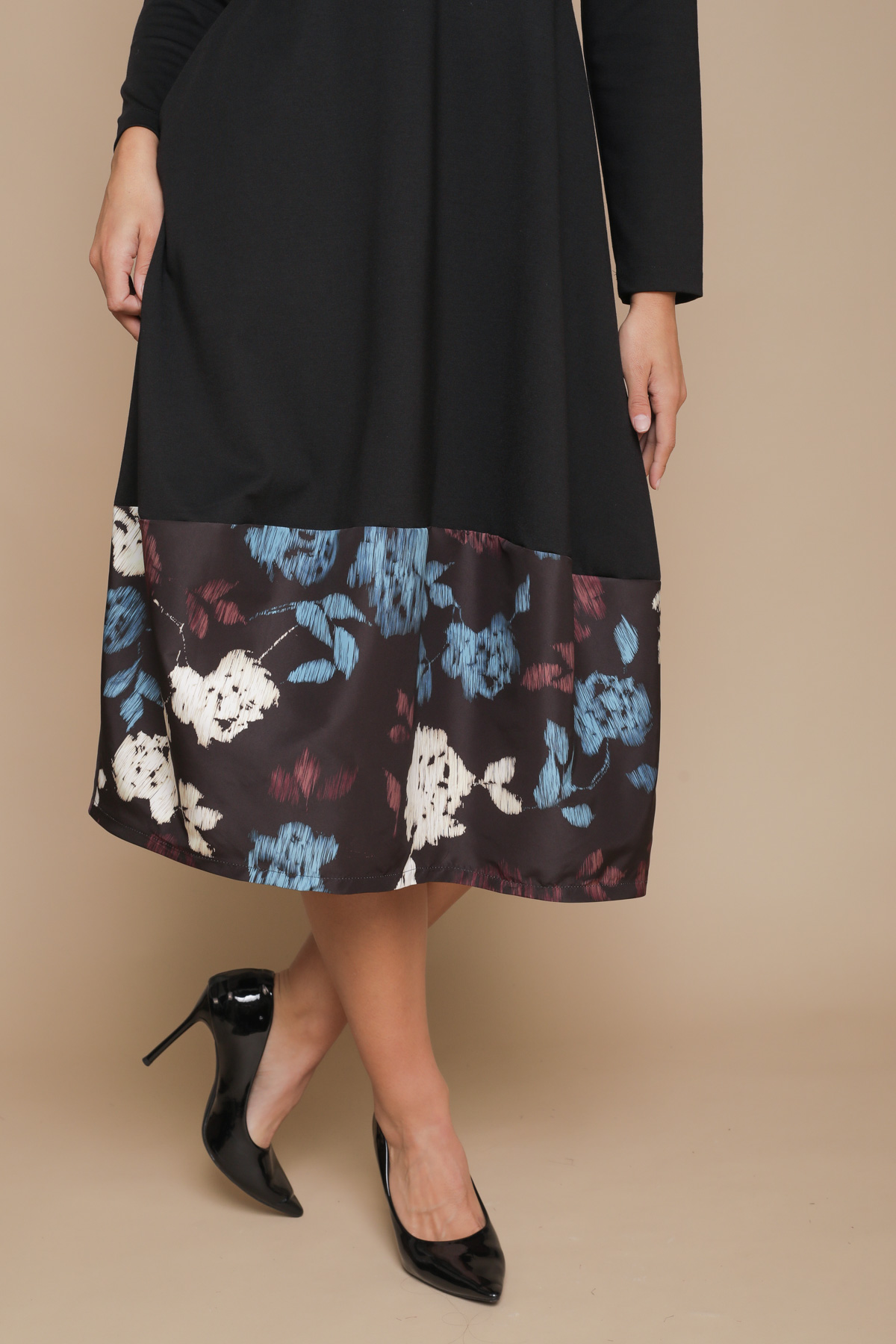 ABITO IN VISCOSA CON INSERTO FLOREALE for women - BLACK - Paquito Pronto Moda Shop Online