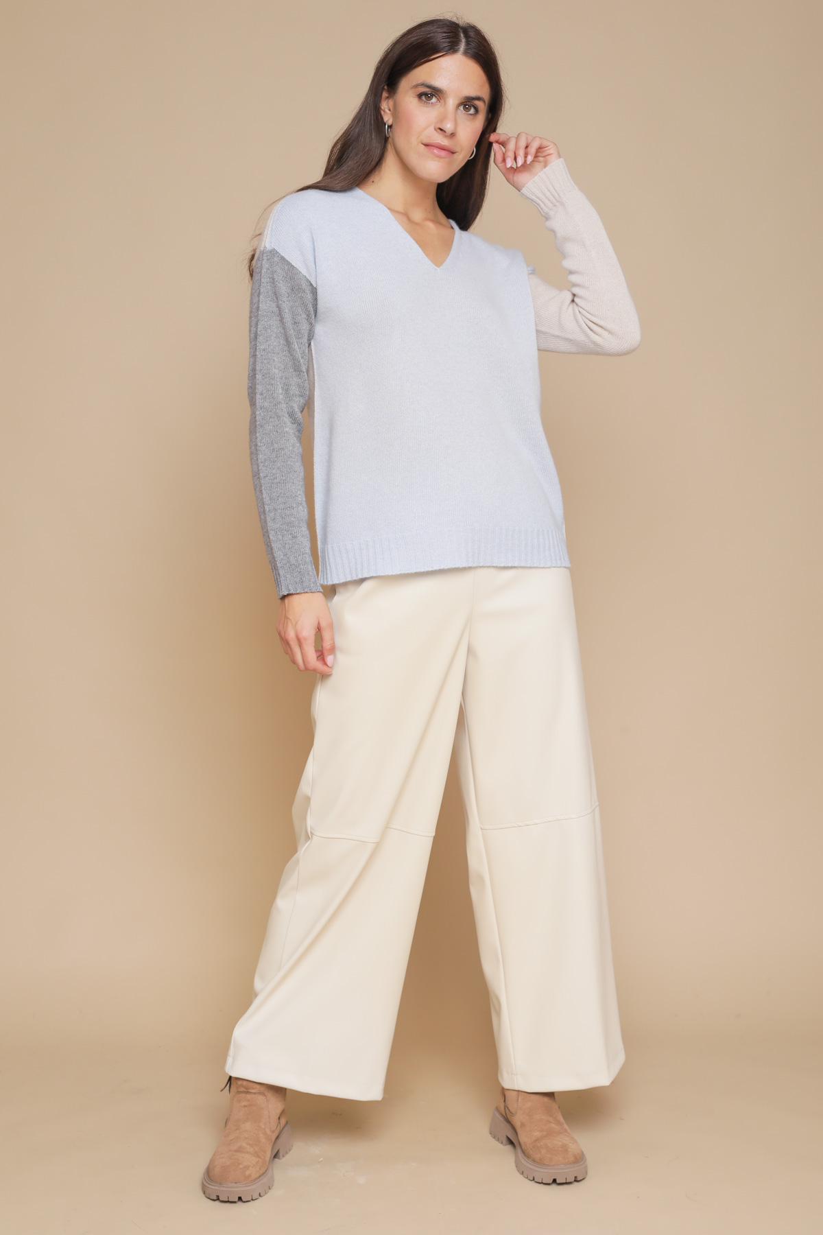 MAGLIONCINO IN LANA, VISCOSA E CASHMERE da donna - AZZURRO - Paquito Pronto Moda Shop Online