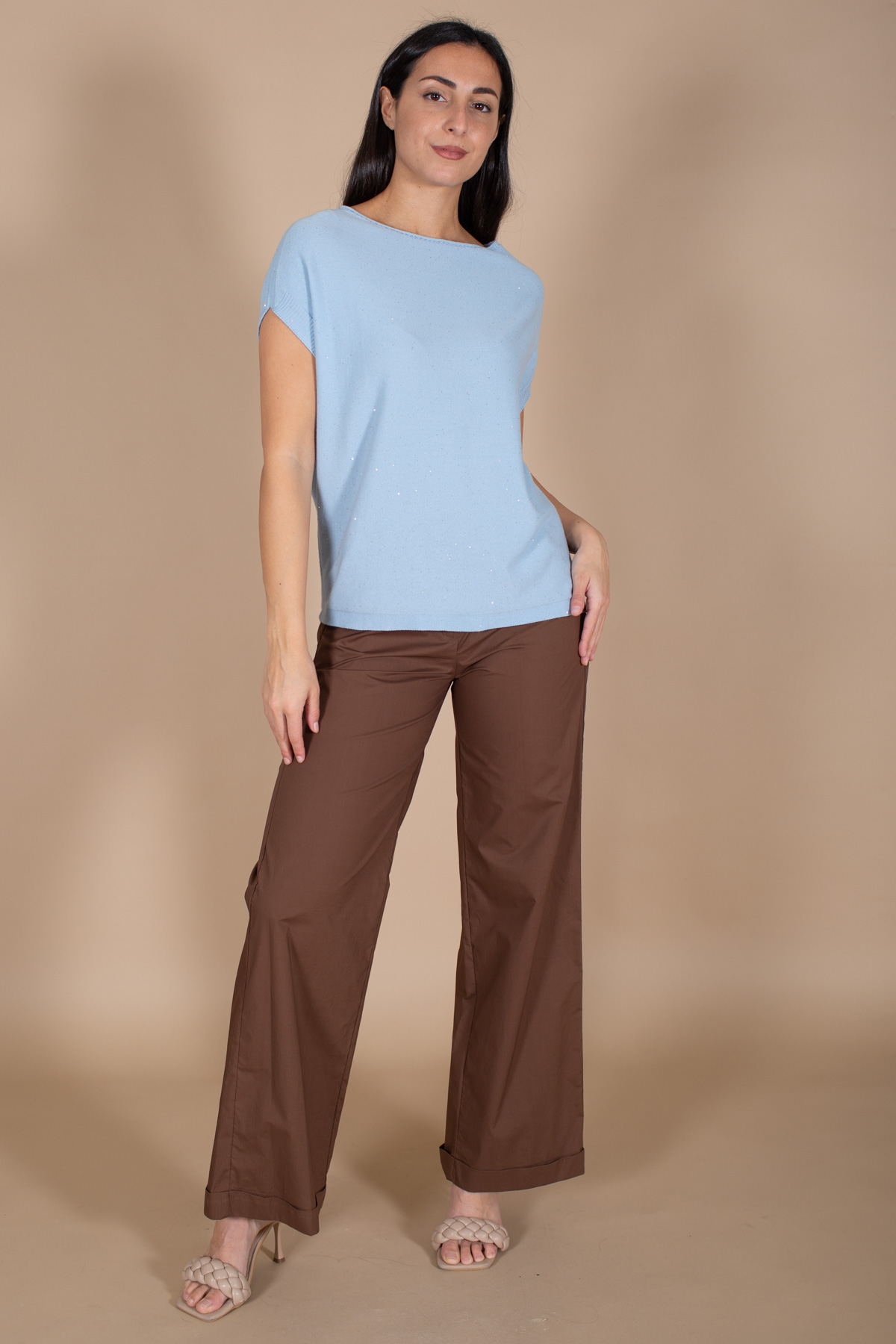 MAGLIA 100% COTONE CON SCOLLO A BARCA for women - LIGHT BLUE - Paquito Pronto Moda Shop Online