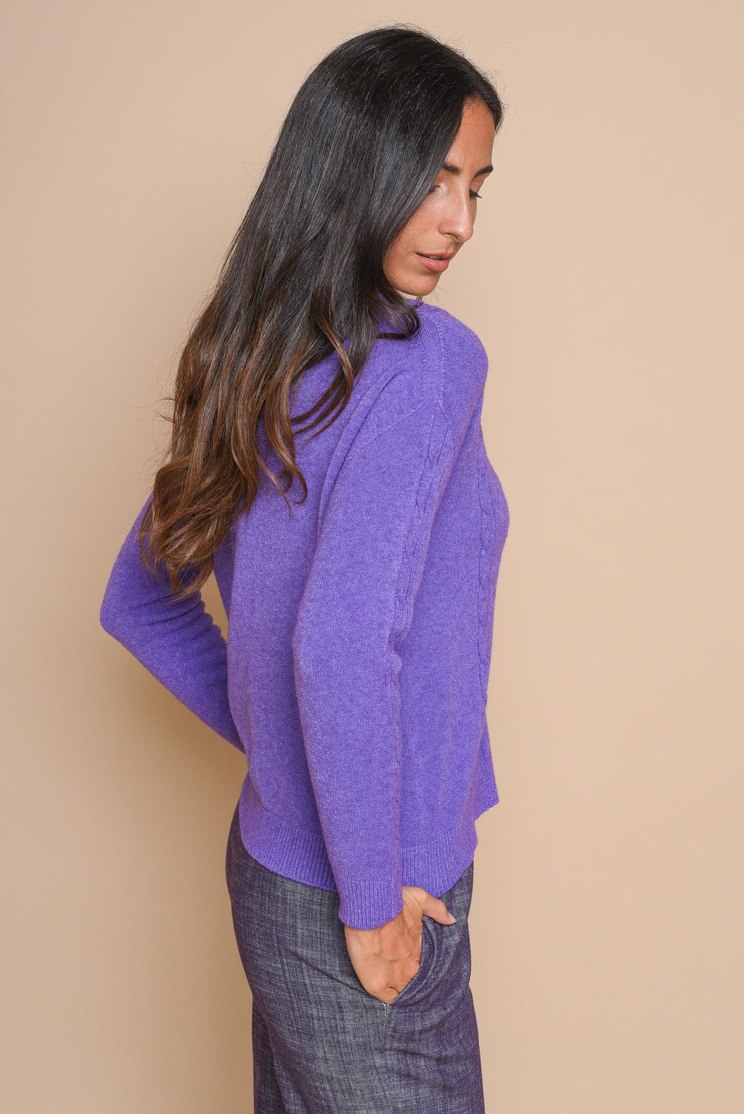 MAGLIA IN VISCOSA CON DETTAGLIO SIMIL INTRECCIO da donna - AMETISTA - Paquito Pronto Moda Online Shop - 4